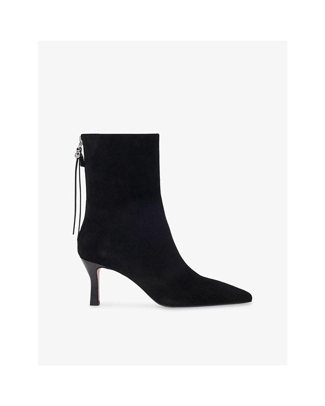 Maje Black Zipped Heeled Suede Ankle Boots
