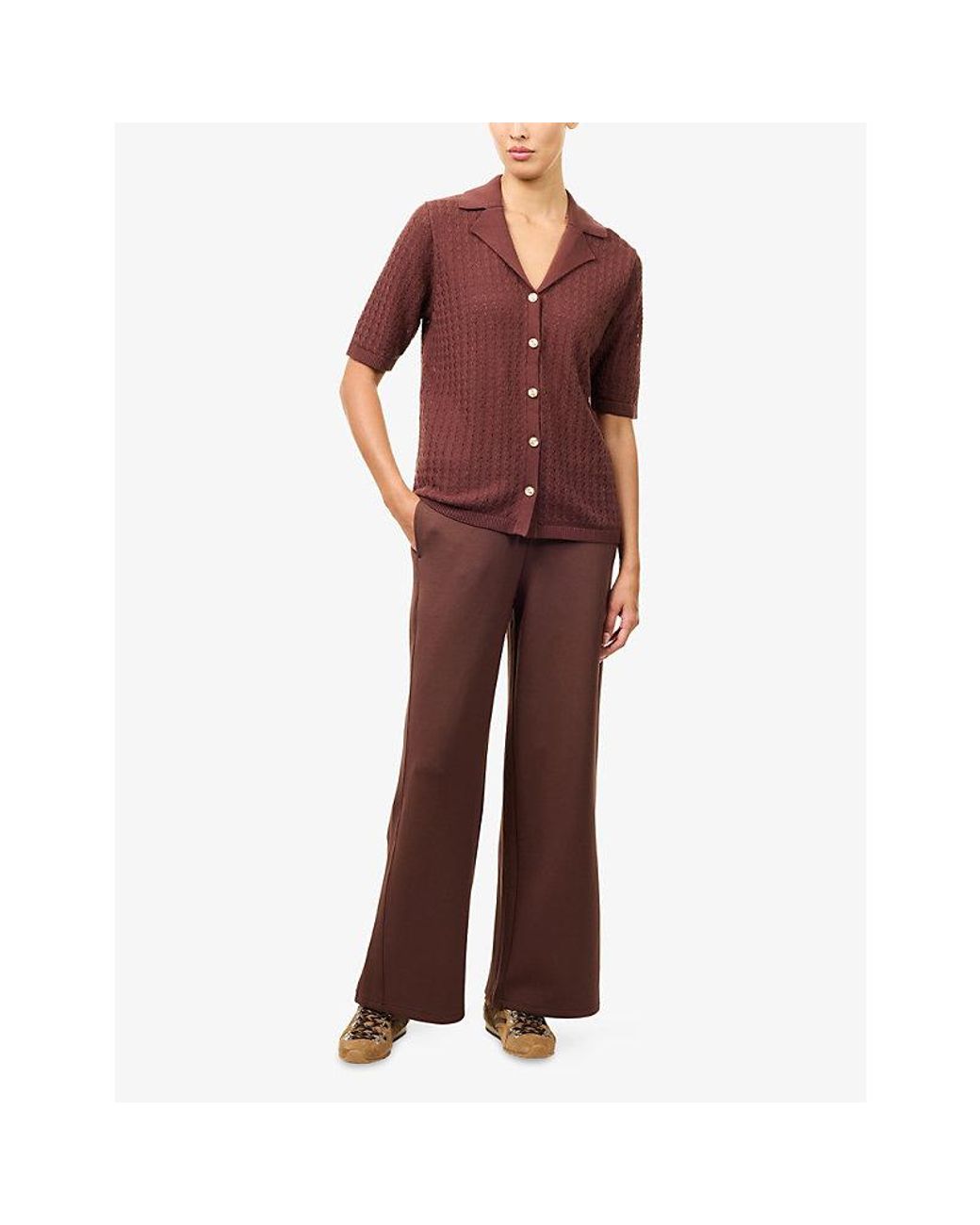 Varley Red Madelene Cotton-Knit Shirt