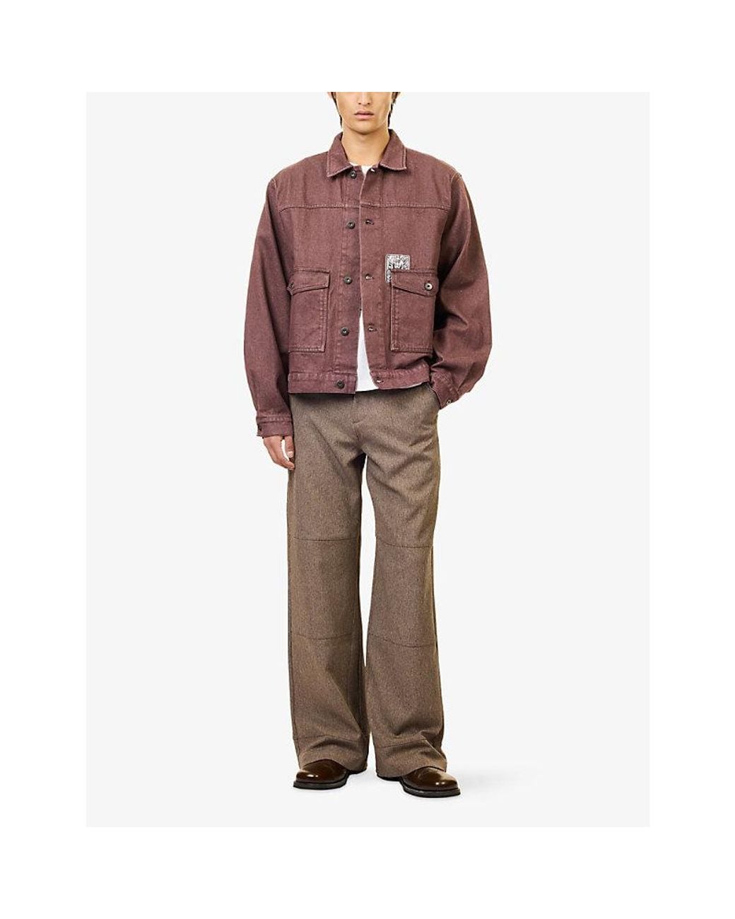 Heresy Purple Heretic Brand-Patch Denim Jacket for men