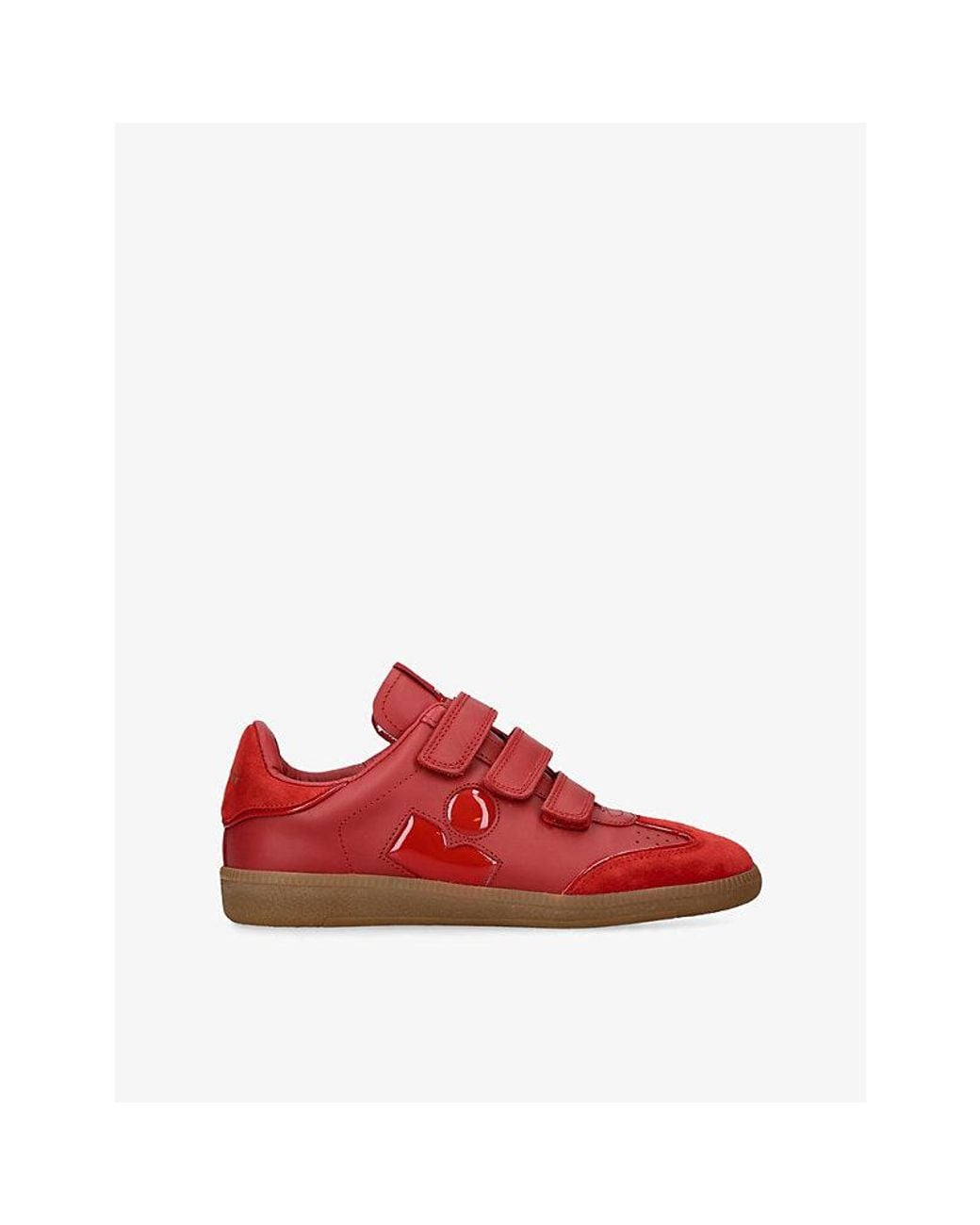 Isabel Marant Red Beth Leather And Suede Trainers