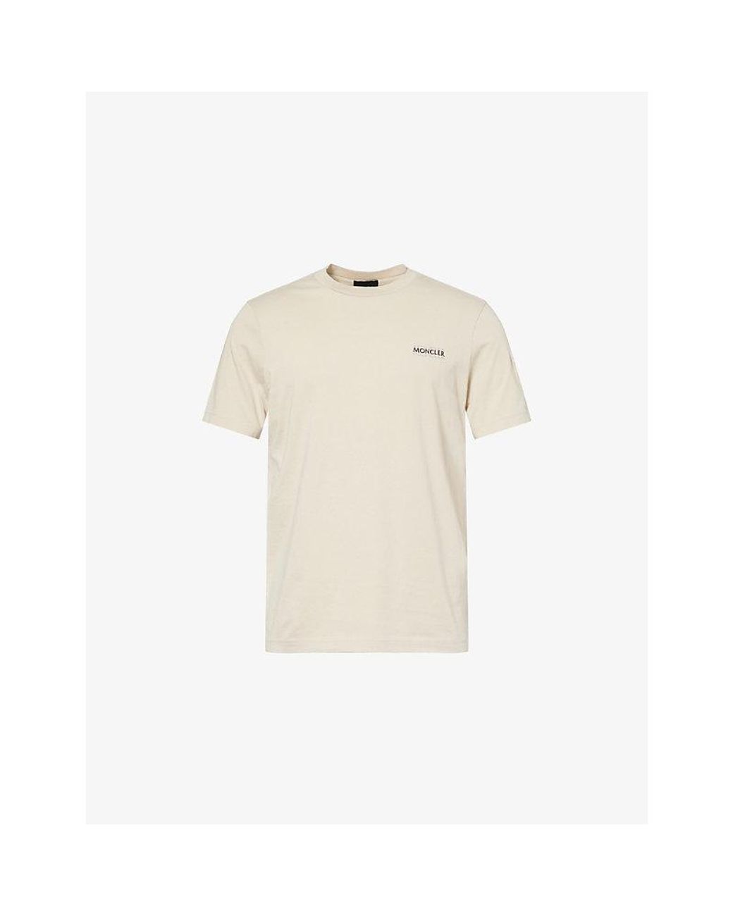 Moncler Natural Split-Logo Badge Cotton T-Shirt for men