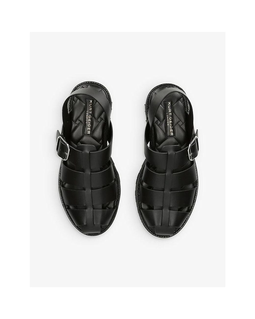 Kurt Geiger Black Ollie Leather Fisherman Sandals for men