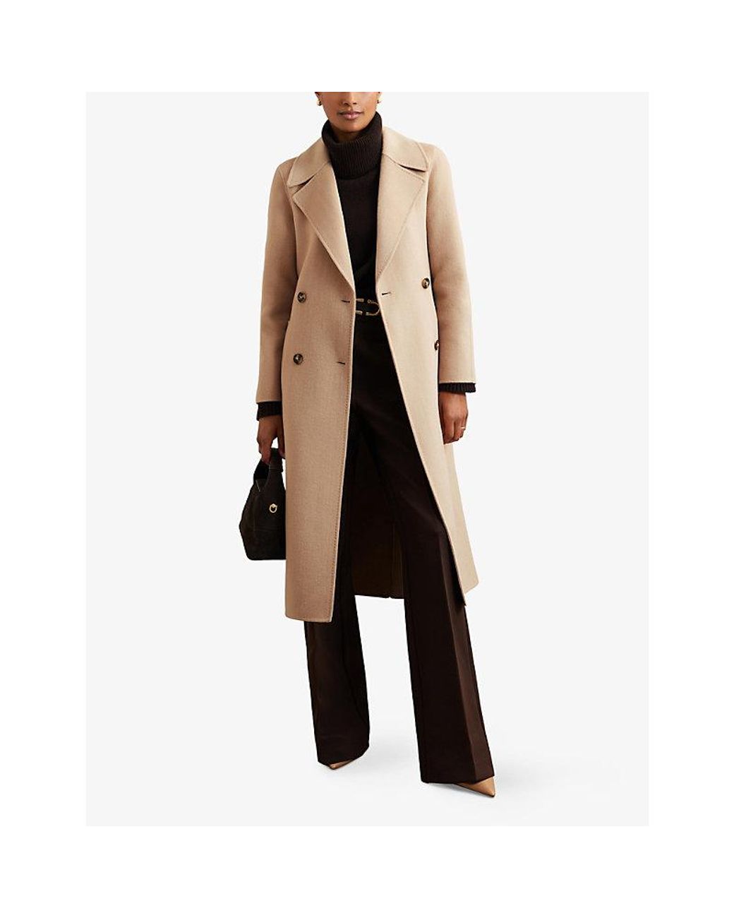 Reiss Natural Rene Double-Breasted Wool-Blend Coat