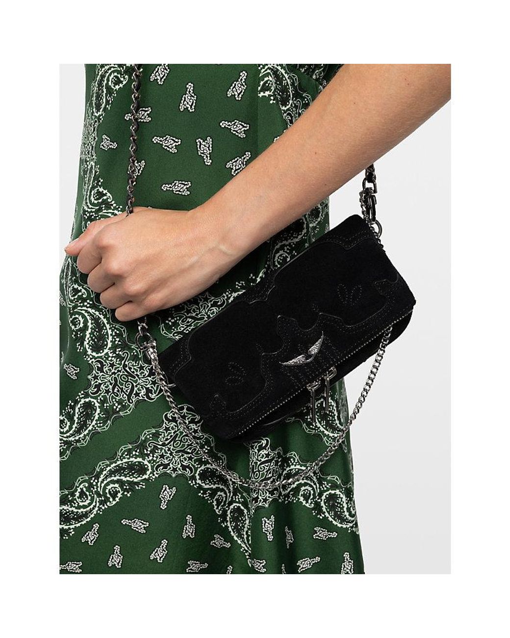 Zadig & Voltaire Black Rock Nano Mini Suede Western Clutch Bag