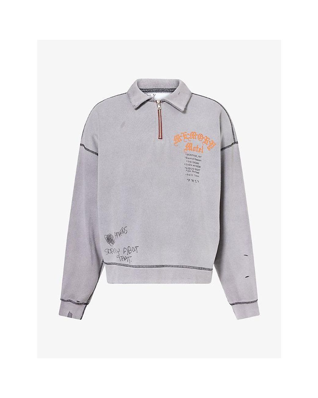 Paly Hollywood Gray Sorry 'Bout That Crewneck Cotton-Blend Sweatshirt for men