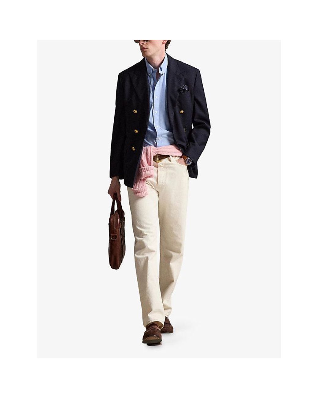 Polo Ralph Lauren Blue Brand-Embroidered Custom-Fit Cotton-Poplin Shirt for men