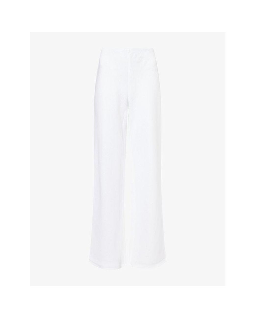 Reformation White Gale Straight-Leg Linen Trousers