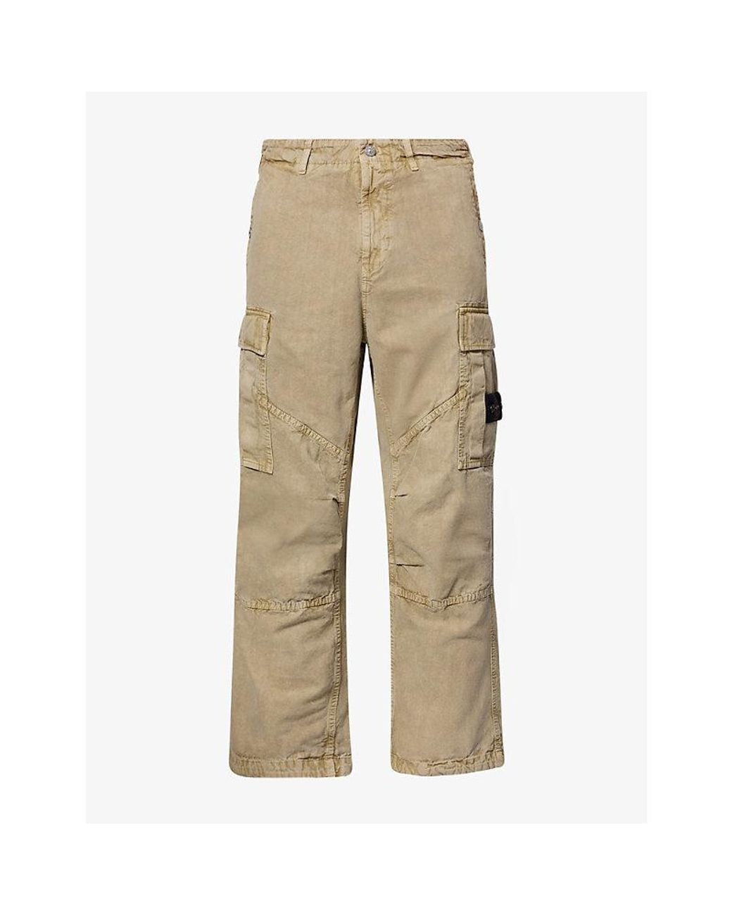 Stone Island Natural Mineral Dyed Panama Cotton-Blend Cargo Trousers for men