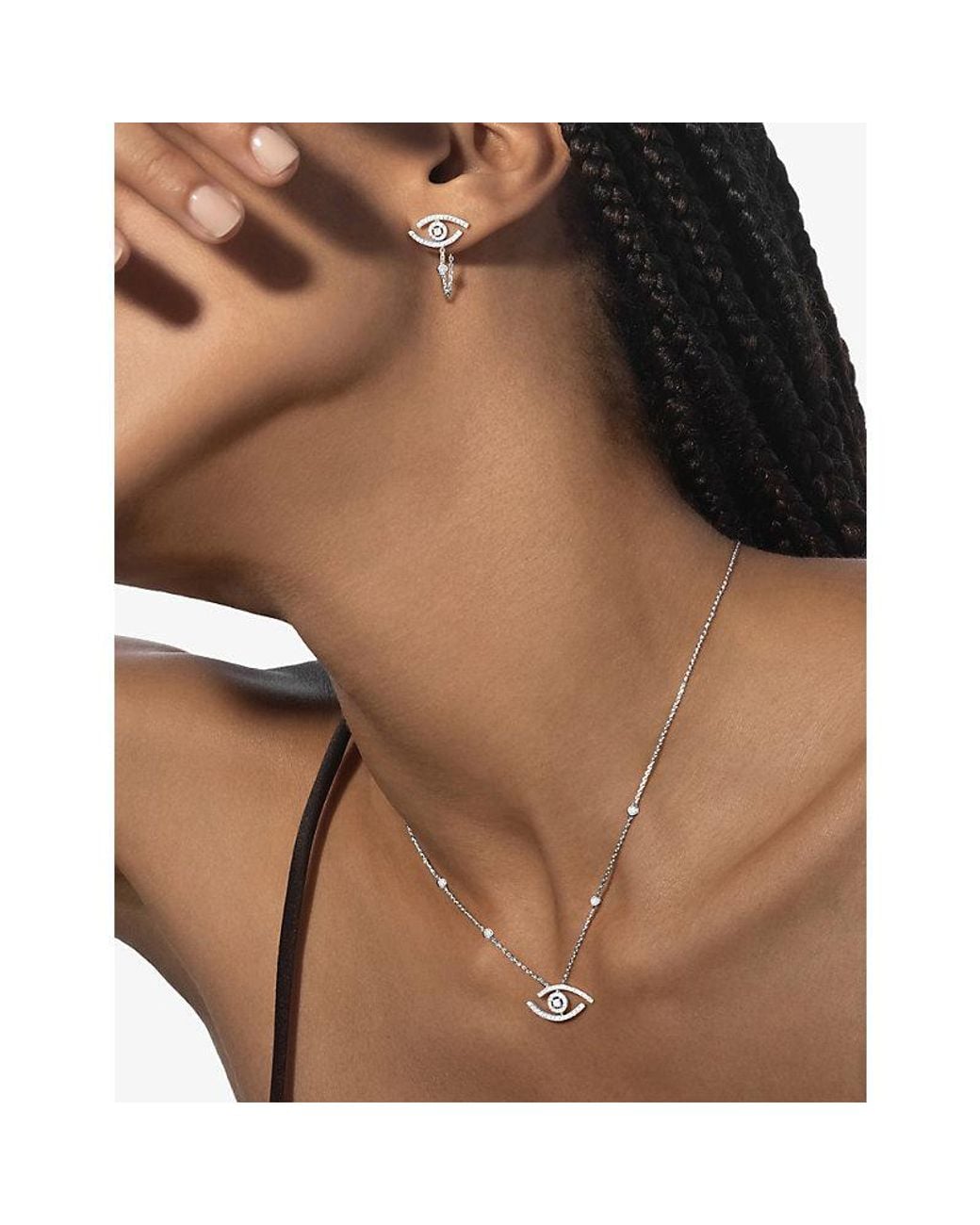 Messika Metallic Lucky Eye Diamond Pavé Pendant Necklace