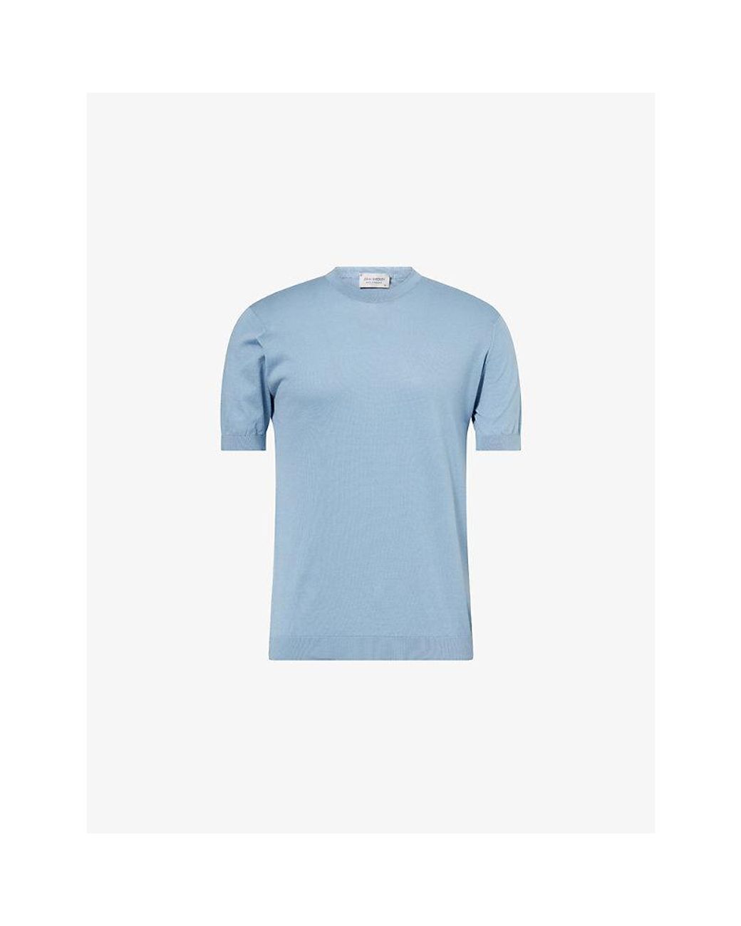 John Smedley Blue Torin Short-Sleeve Cotton-Jersey T-Shirt for men