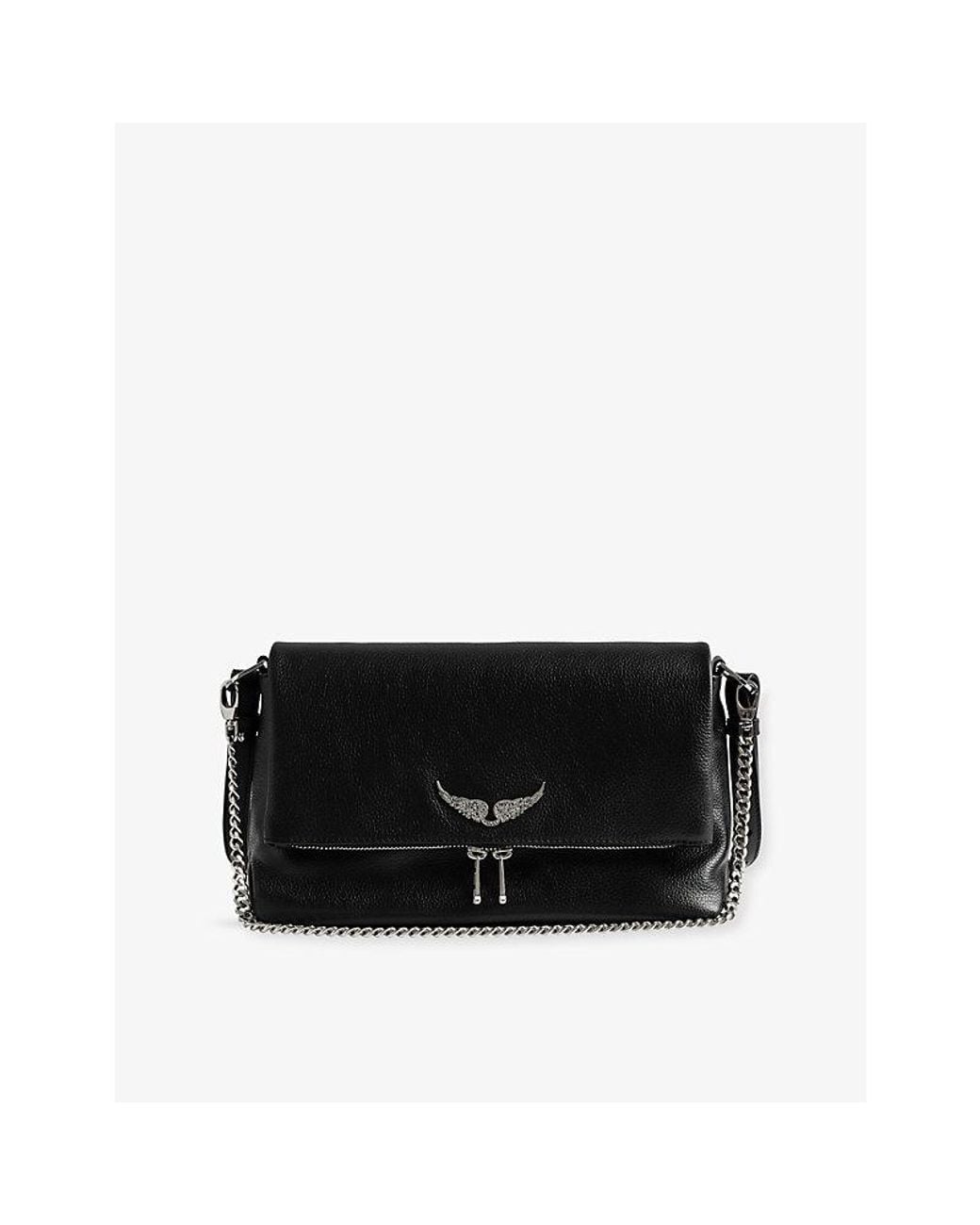 Zadig & Voltaire Black Rocky Ii Wing-Embellished Leather Cross-Body Bag