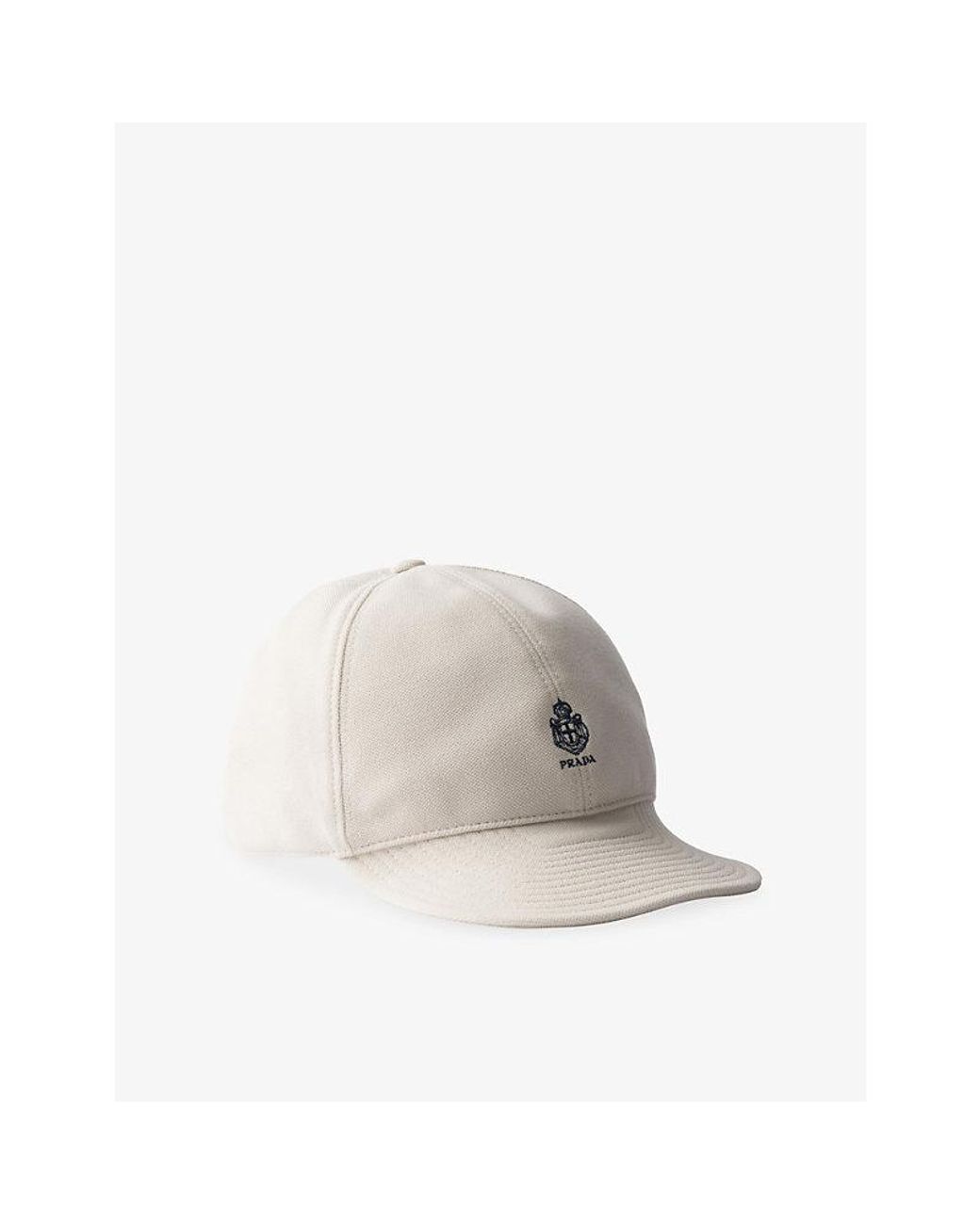 Prada White Brand-Embroidered Cotton-Piqué Cap for men