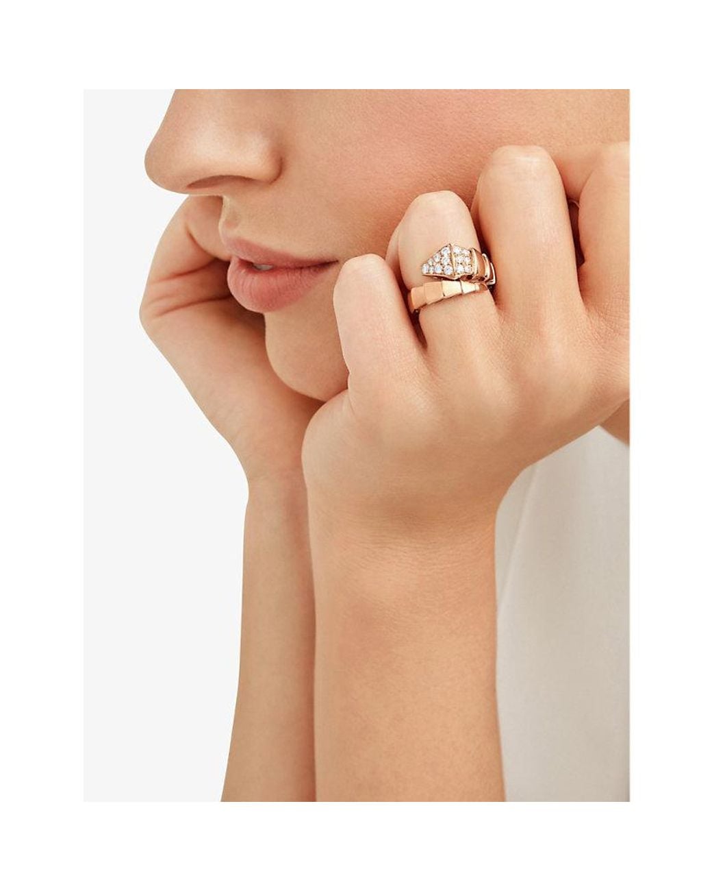 BVLGARI White Serpenti Viper 18Ct Rose- And 0.53Ct Brilliant-Cut Diamond Ring