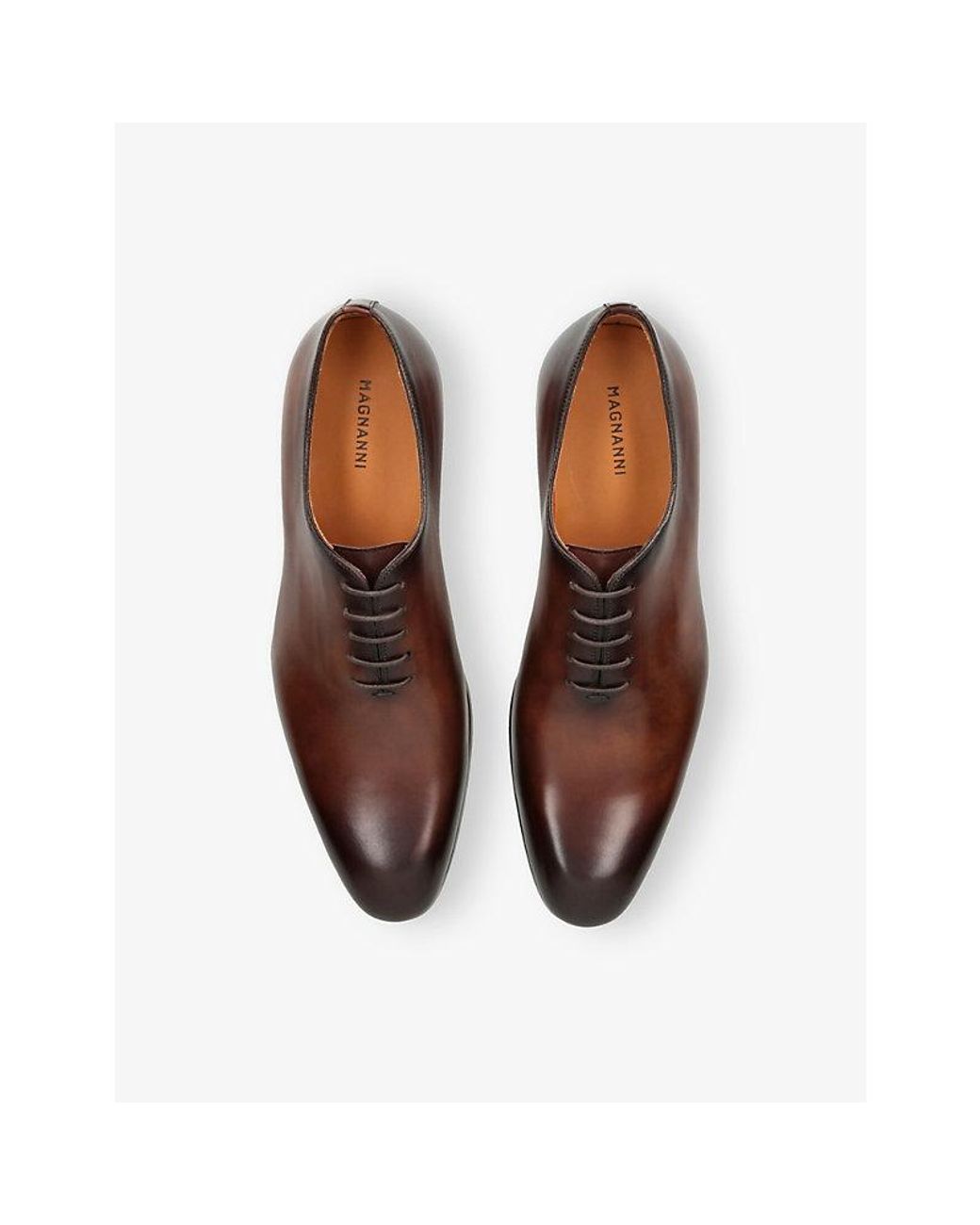 Magnanni Shoes Brown Wholecut Leather Oxford Shoes for men