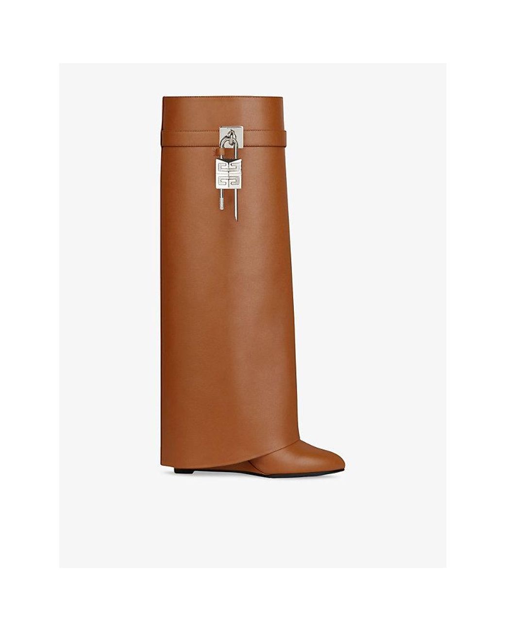 Givenchy Brown Shark Lock Leather Heeled Boots