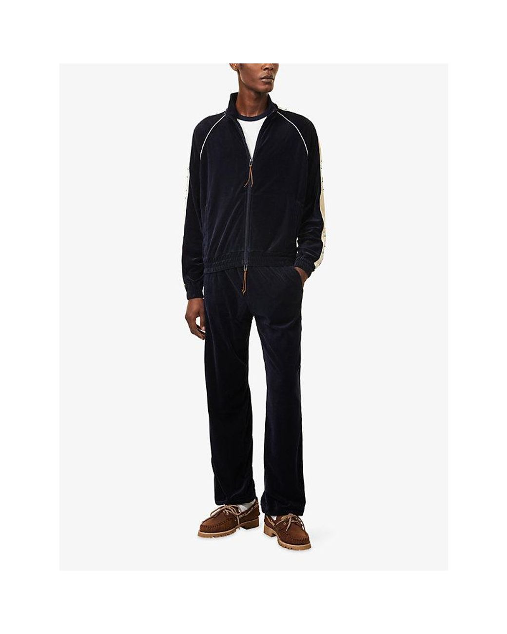 Austin Post Blue Sunset Velour Cotton Track Jacket for men