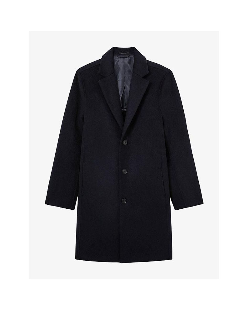 Reiss Blue Knight Single-Breasted Wool-Blend Coat for men