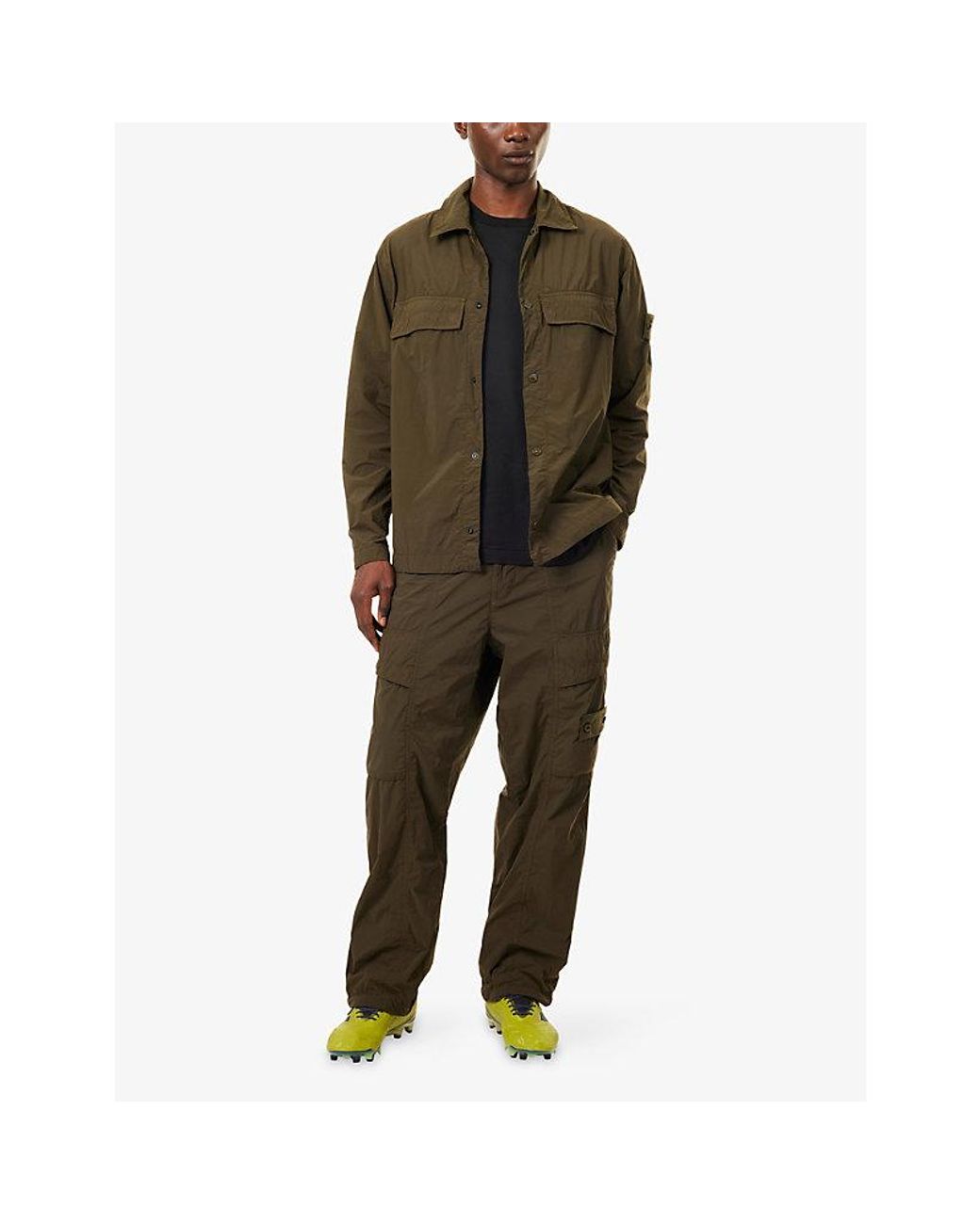 Stone Island Brown Ghost Smerigliato Brand-Patch Woven Jacket for men