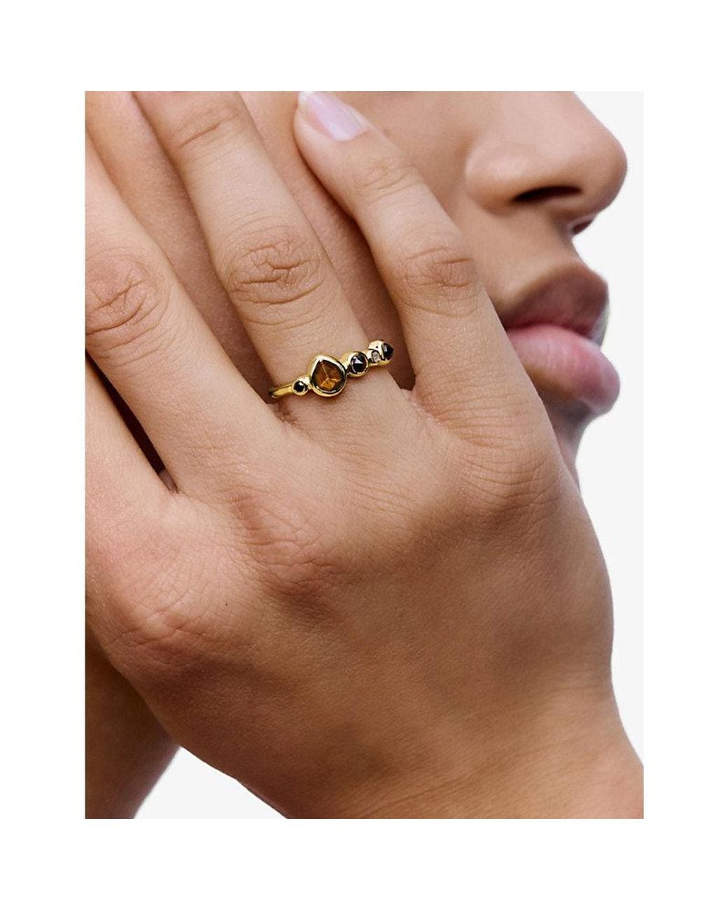 Monica Vinader Metallic Mv Siren Bezel Multi Gemstone 18Ct Vermeil Ring