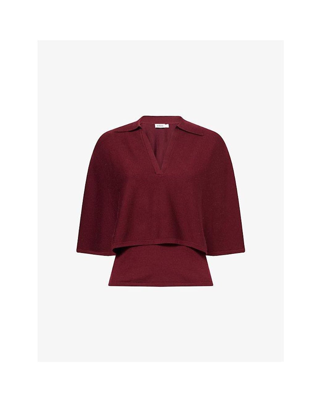 Jonathan Simkhai Red Vinna Cape Wool Polo Top