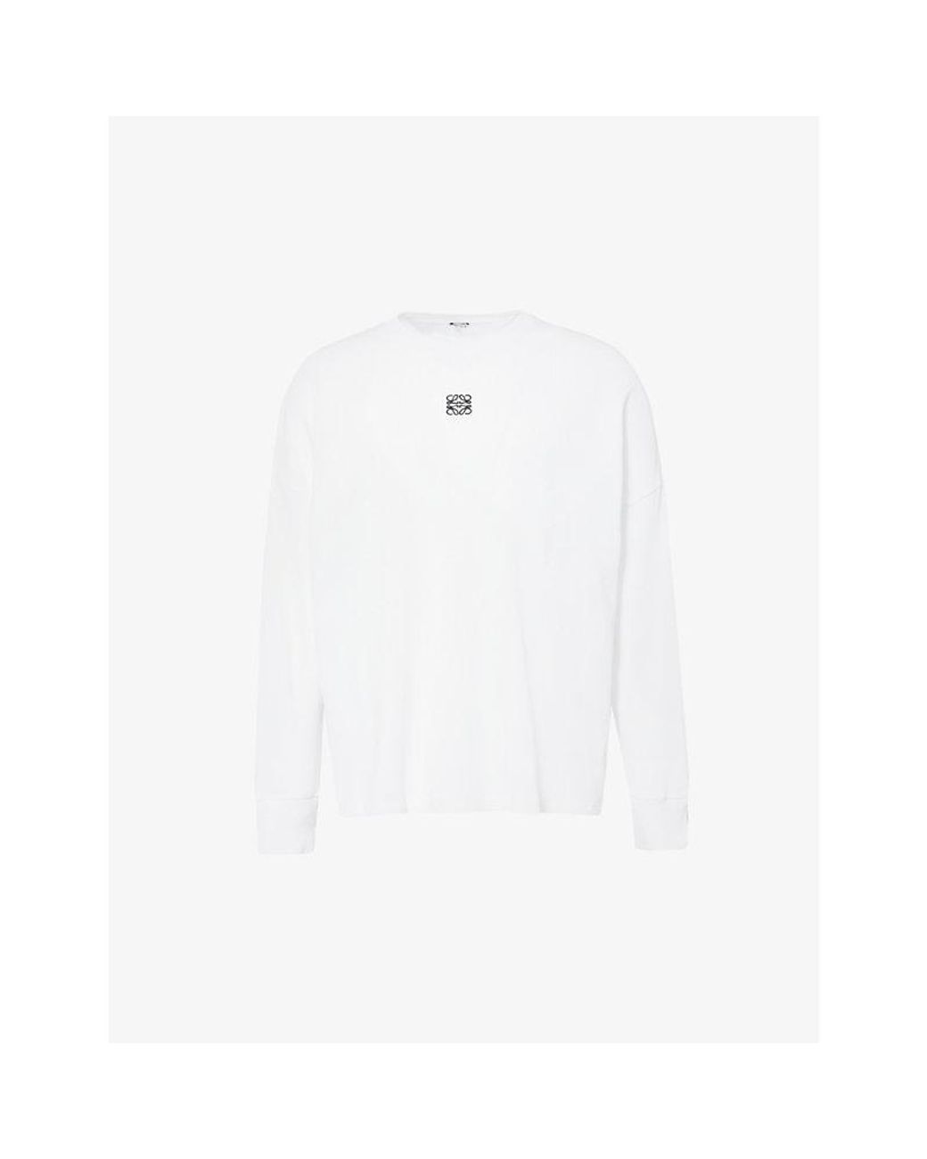 Loewe White Anagram-Embroidered Cotton-Jersey Long-Sleeved T-Shirt for men