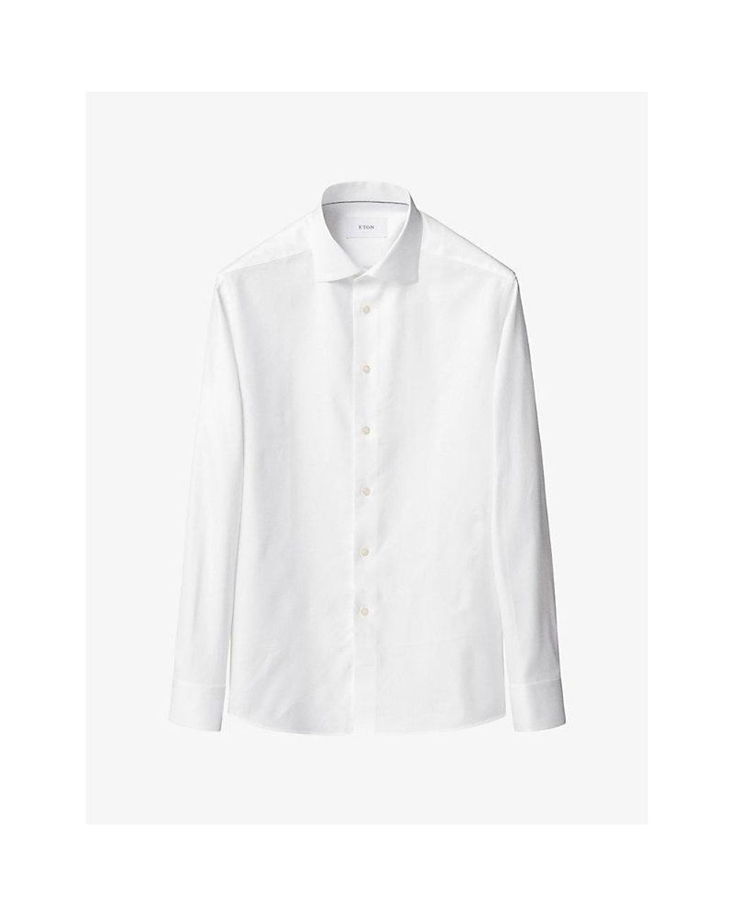 Eton of Sweden White Signature Herringbone Slim-Fit Cotton Shirt for men