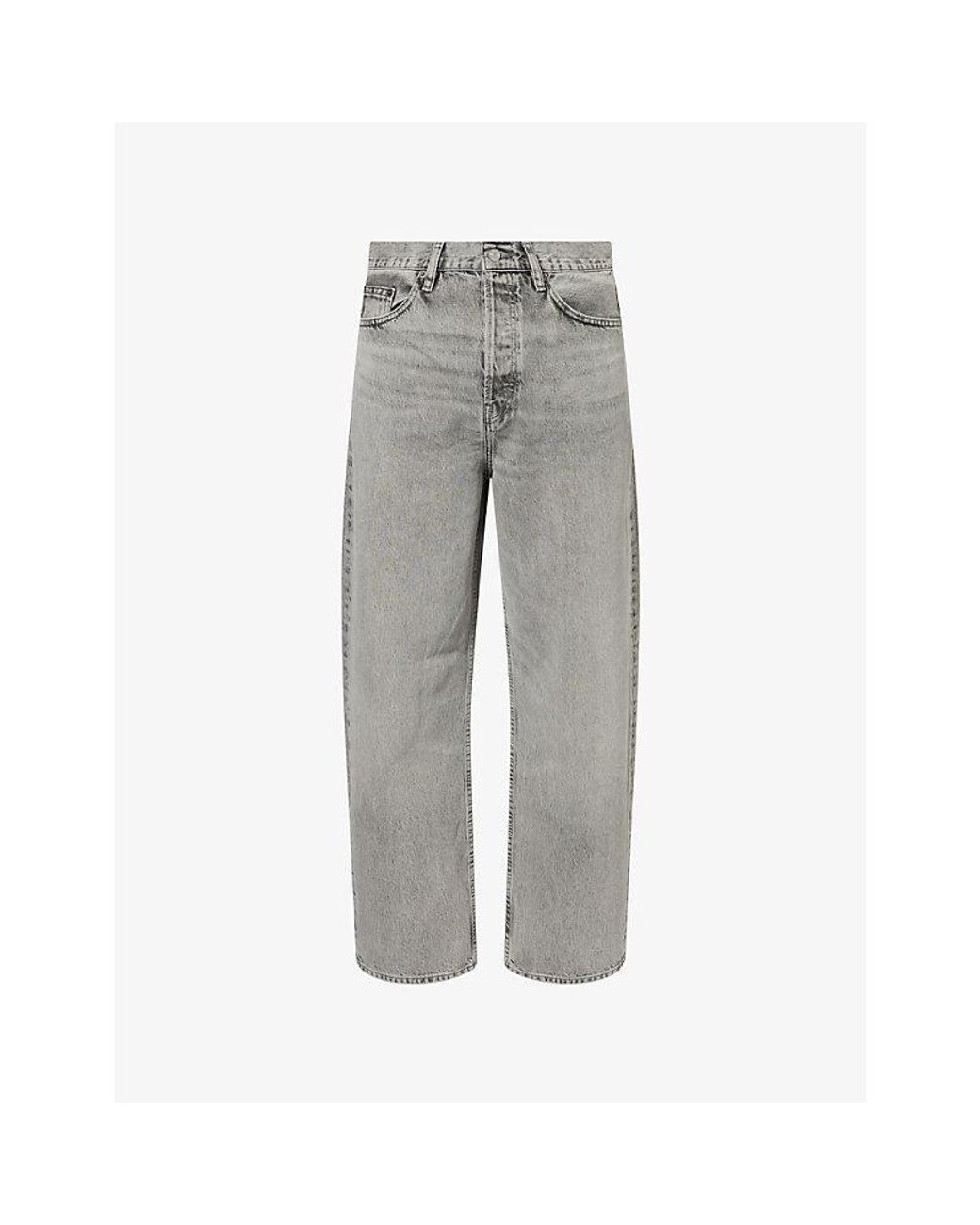 FRAME Gray Baggy-Fit High-Rise Cotton Denim Jeans for men