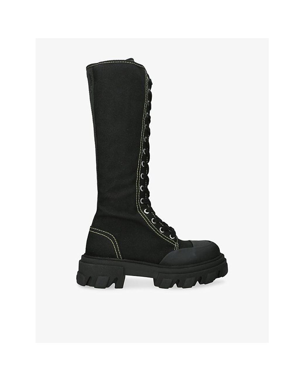 Ganni Black Trail Canvas Knee-High Boots