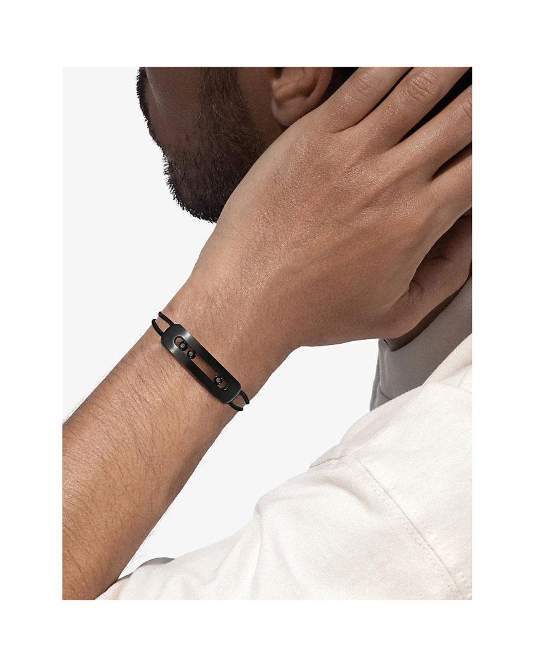 Messika Black Move Large Titanium And 0.44Ct Diamond Cord Bracelet