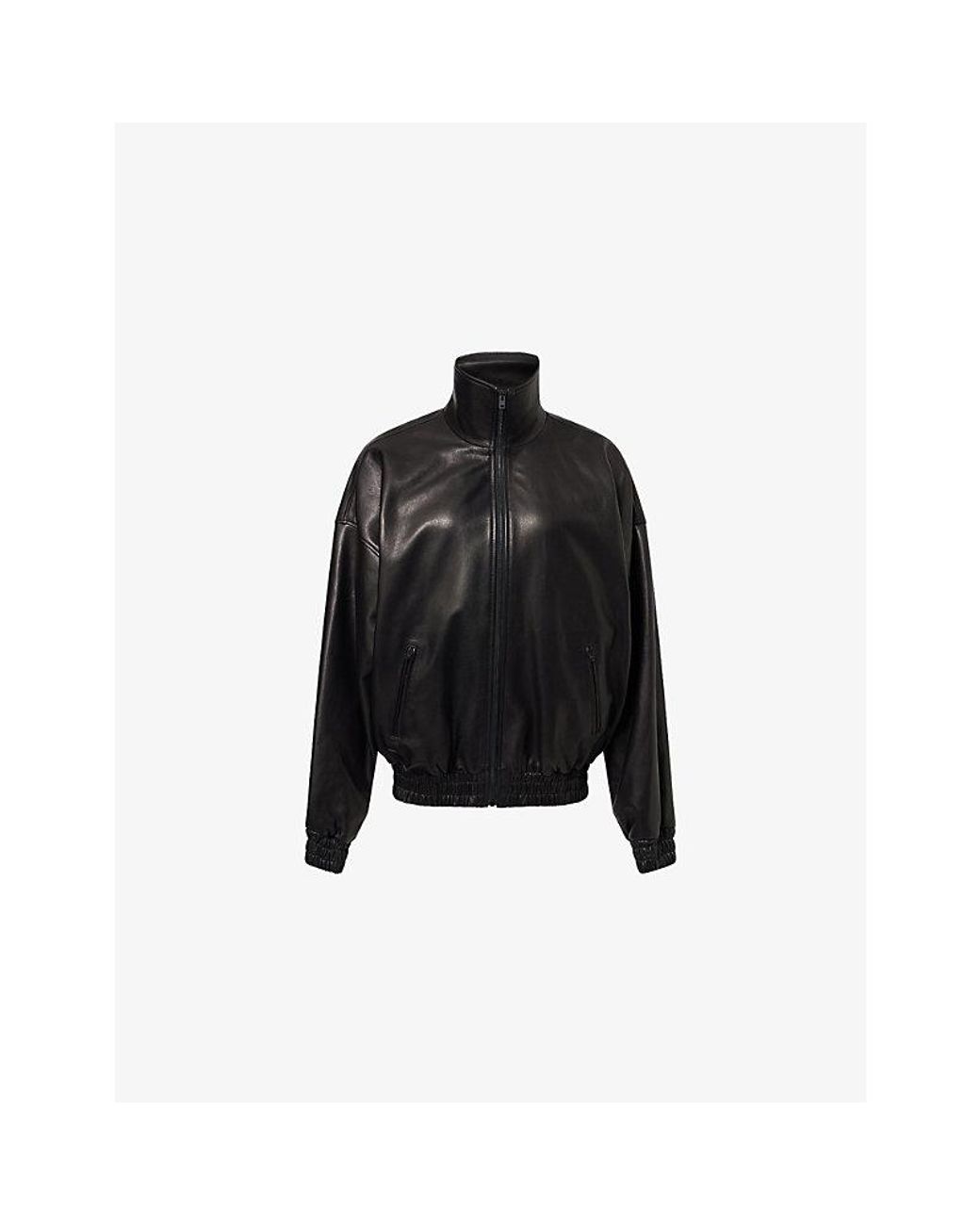 Acne Black Lemmy Collared Leather Jacket