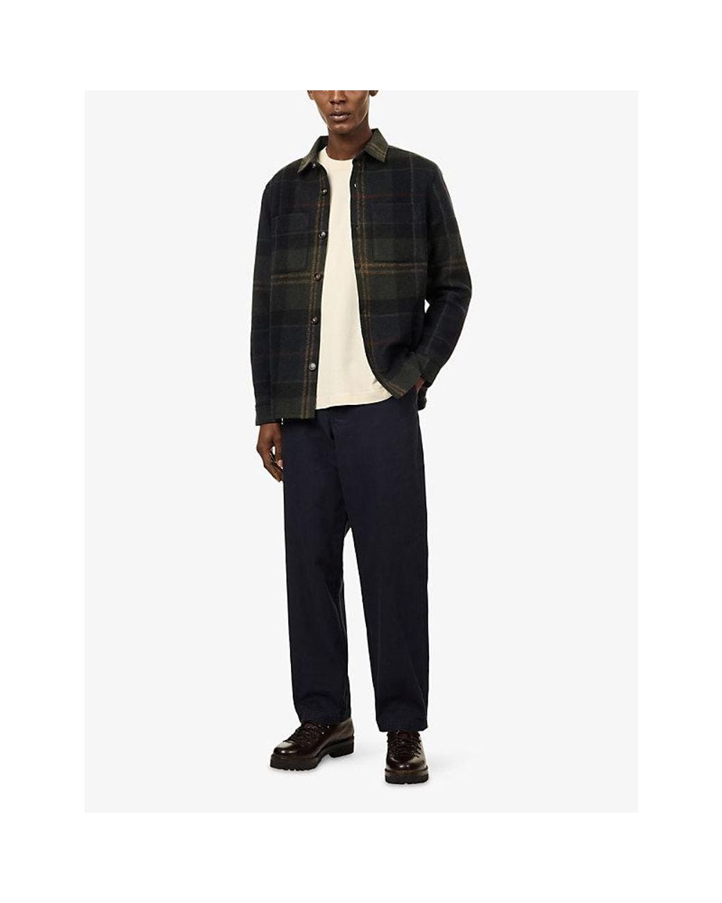 Barbour Blue Woodlane Checked Woven Overshirt for men