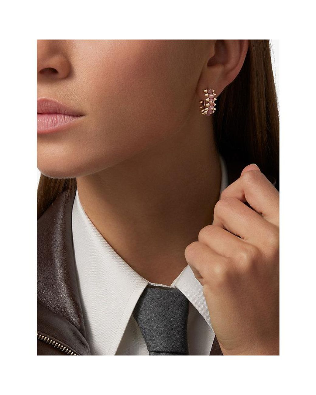 Cartier Clash De Mini 18Ct Rose- And Chalcedony Hoop Earrings in