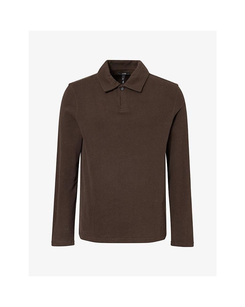 PAIGE Brown Hammond Long-Sleeve Cotton Polo Shirt for men
