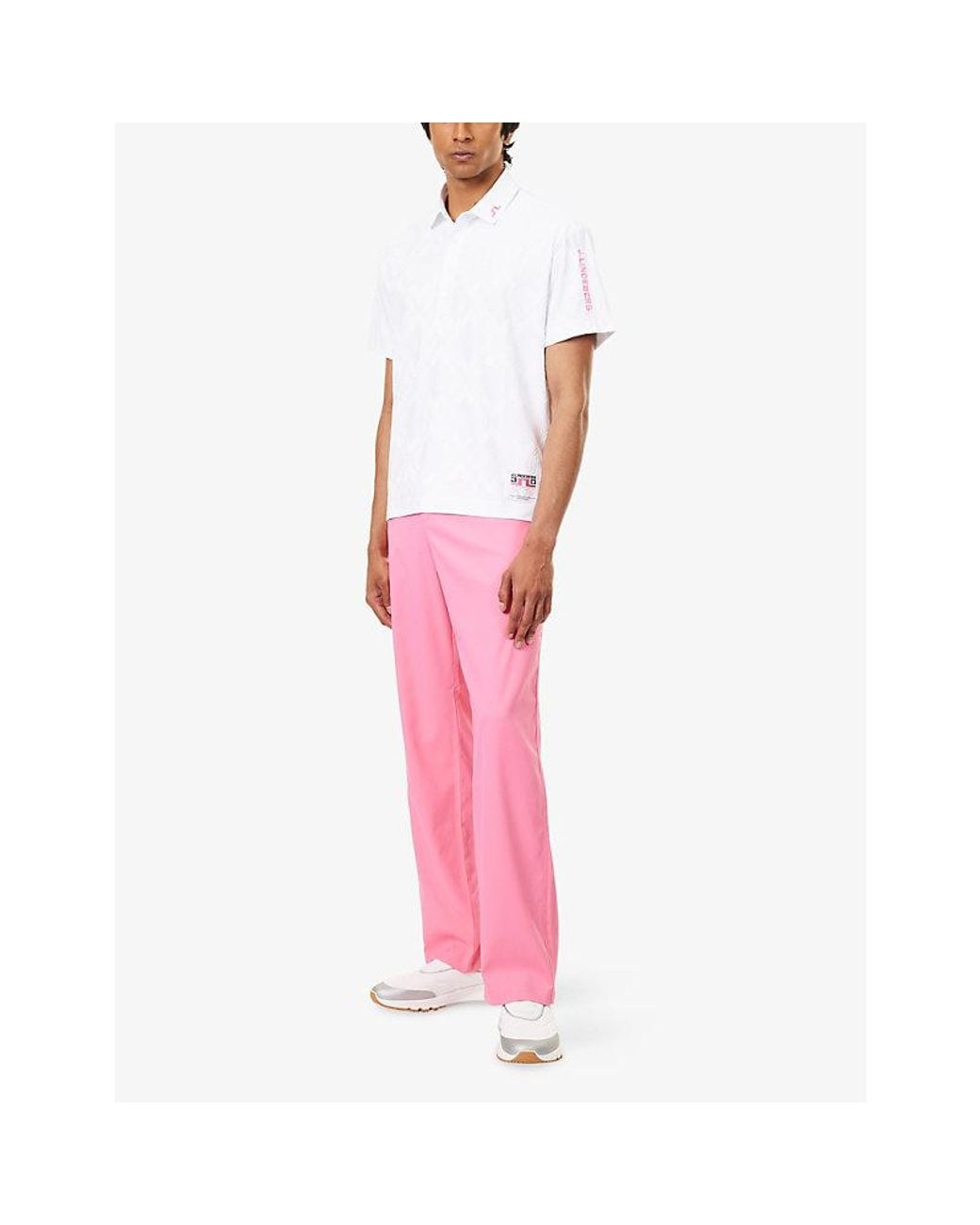 J.Lindeberg White 30Y Matt Relaxed Woven Polo T-Shirt for men
