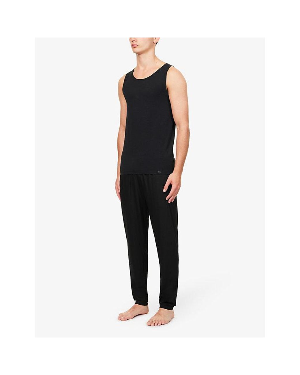 Hanro Black Fitted Stretch-Jersey Vest Top for men