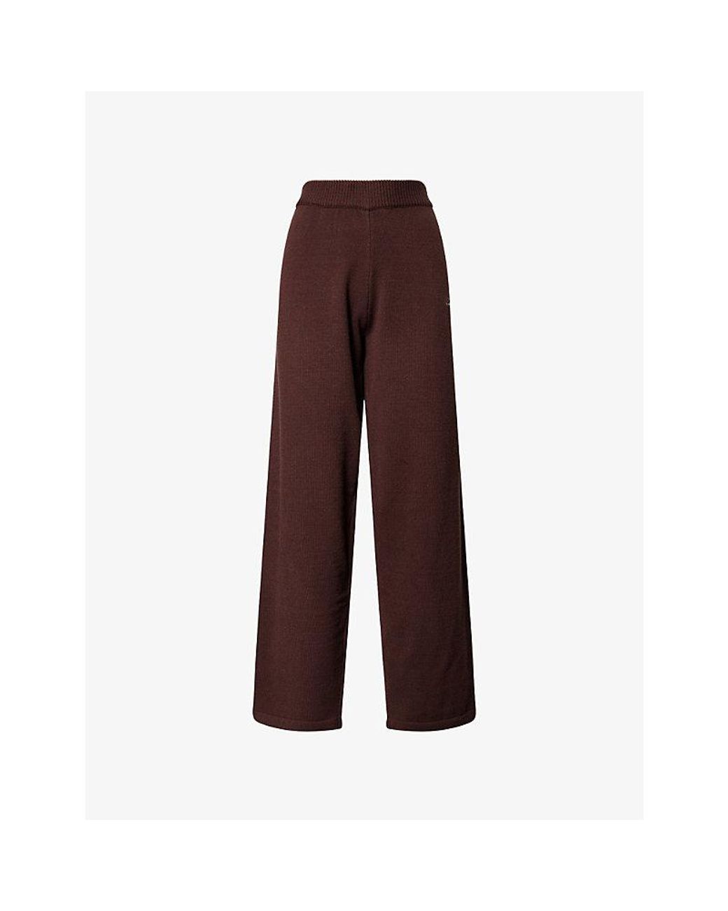 Ru & Rocka Brown Oversized Brand-Embroidered Knitted Jogging Bottoms