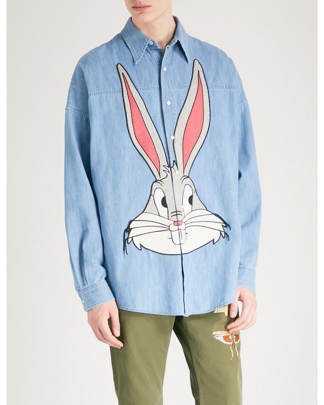 Gucci Bugs Bunny Regular-fit Denim Shirt in Blue for Men | Lyst