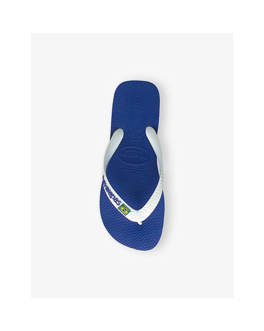 Havaianas Blue Brasil-Flag And Logo Rubber Flip Flops