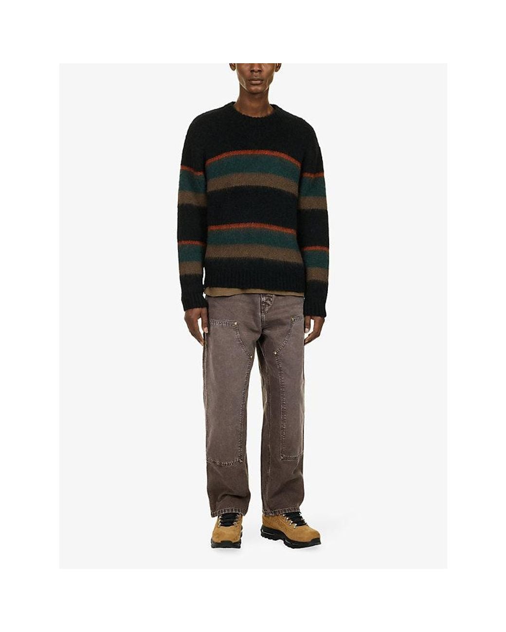 Carhartt Black Merton Striped Alpaca-Blend Jumper for men