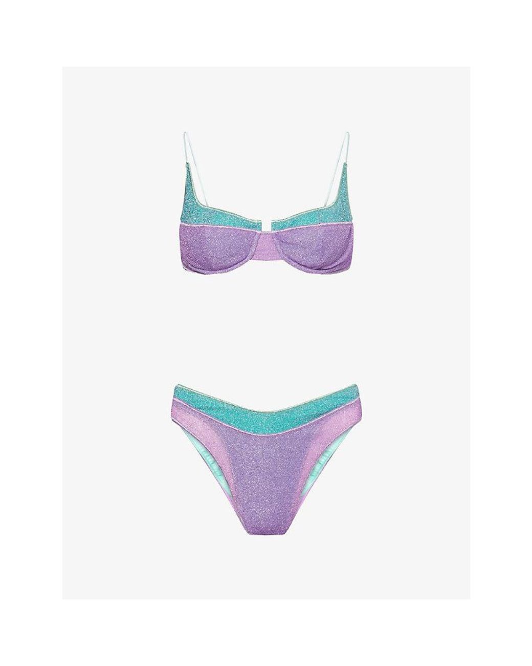 Oseree Purple Lumiere Double Balconette Bikini Set