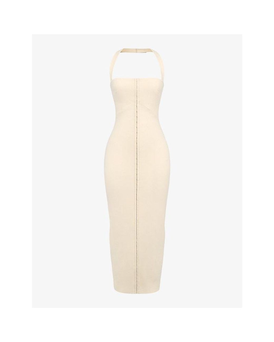 House Of Cb White Mia Halter-Neck Stretch-Woven Maxi Dress