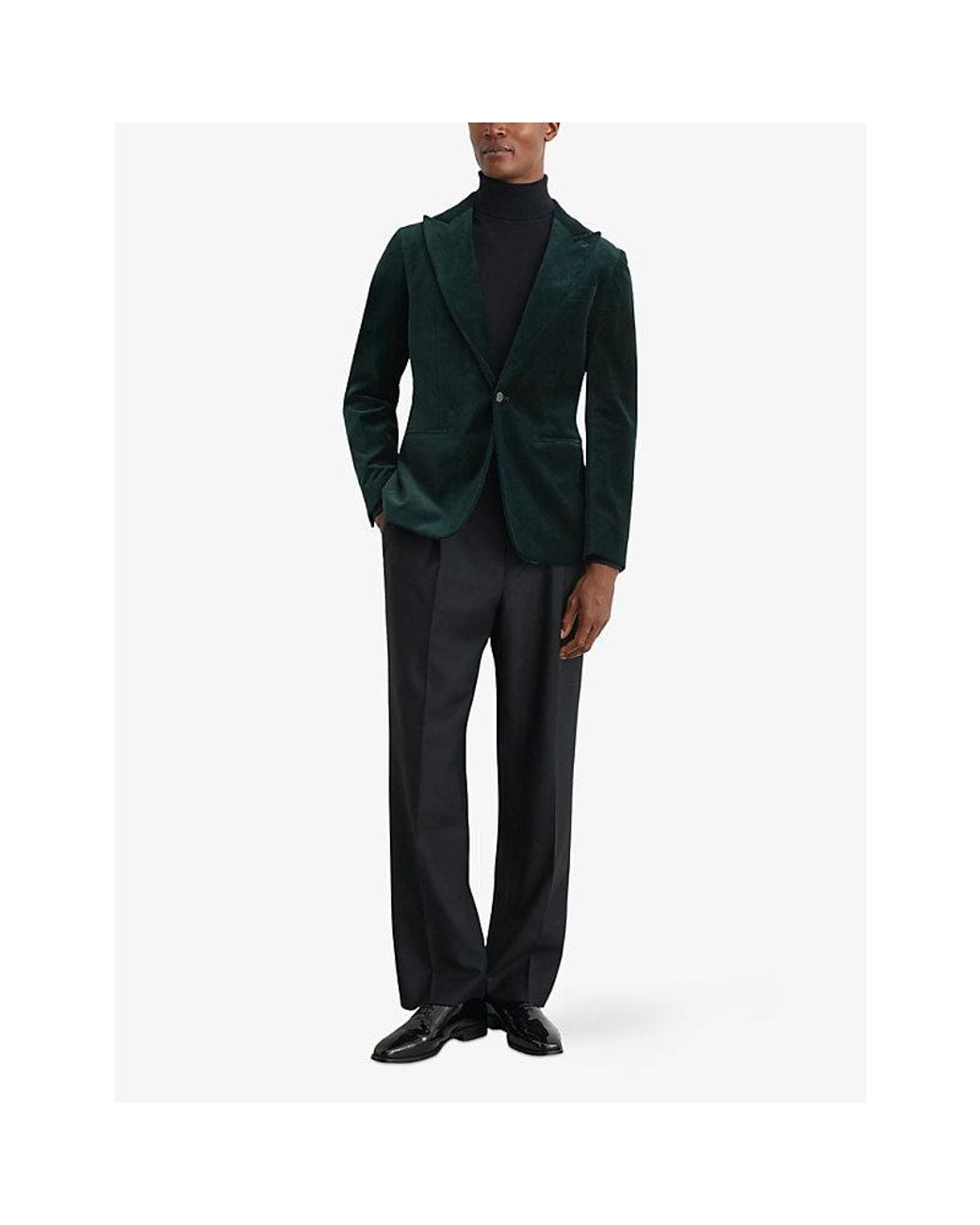 Reiss Green Aspara Tailored-Fit Stretch-Velvet Blazer for men