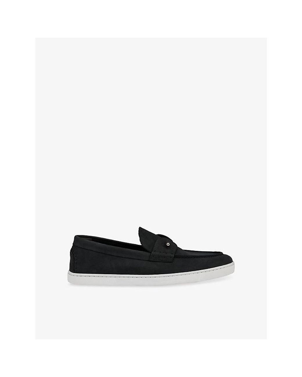Christian Louboutin Black Chambeliboat Leather Boat Shoes for men