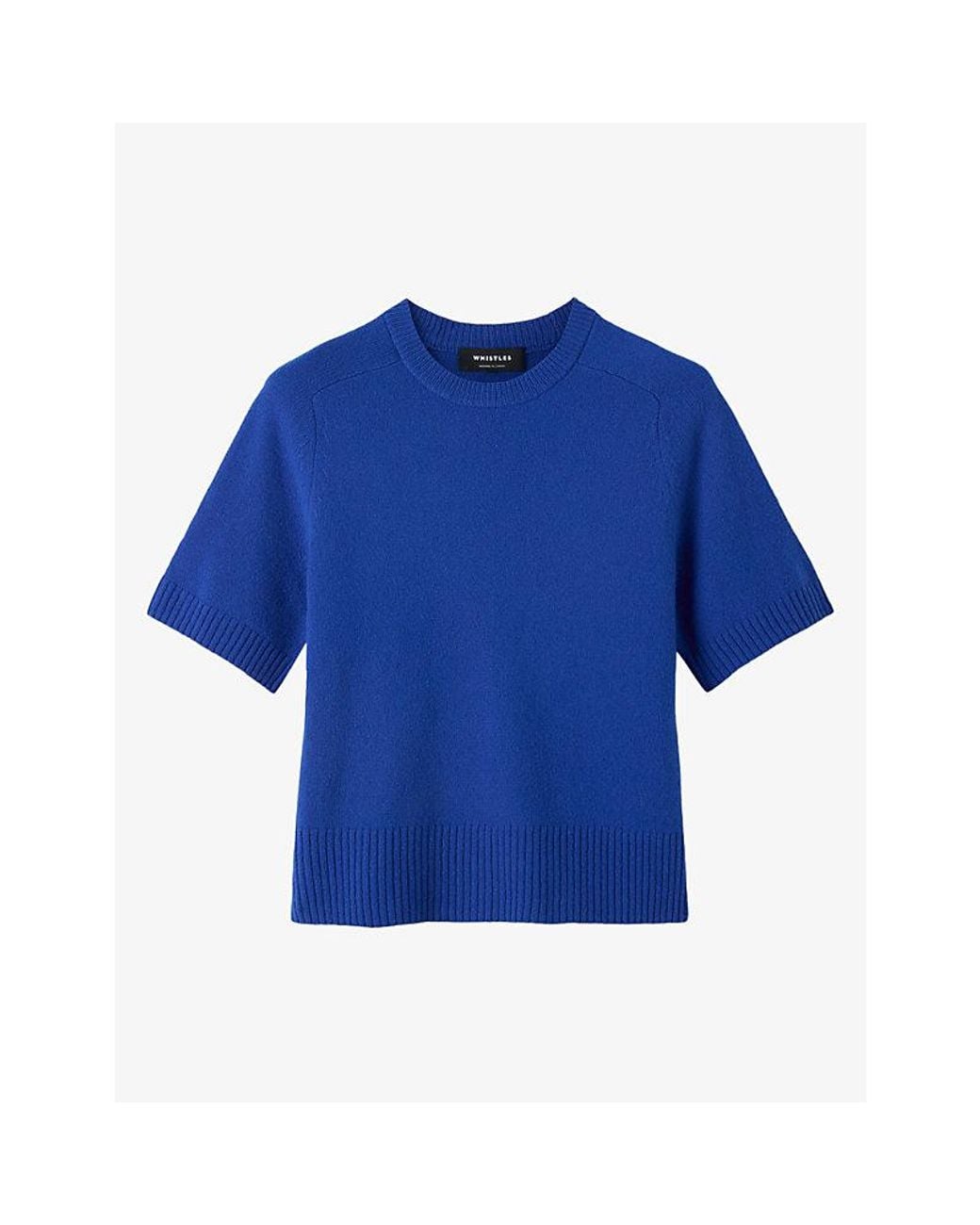 Whistles Blue Regular-Fit Wool Knit T-Shirt