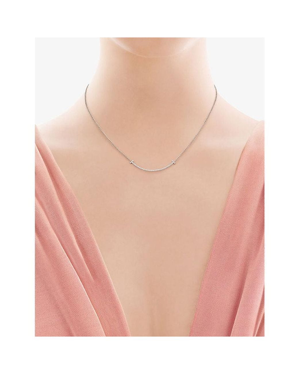 Tiffany & Co White Tiffany T Smile 18Ct- And Diamond Necklace