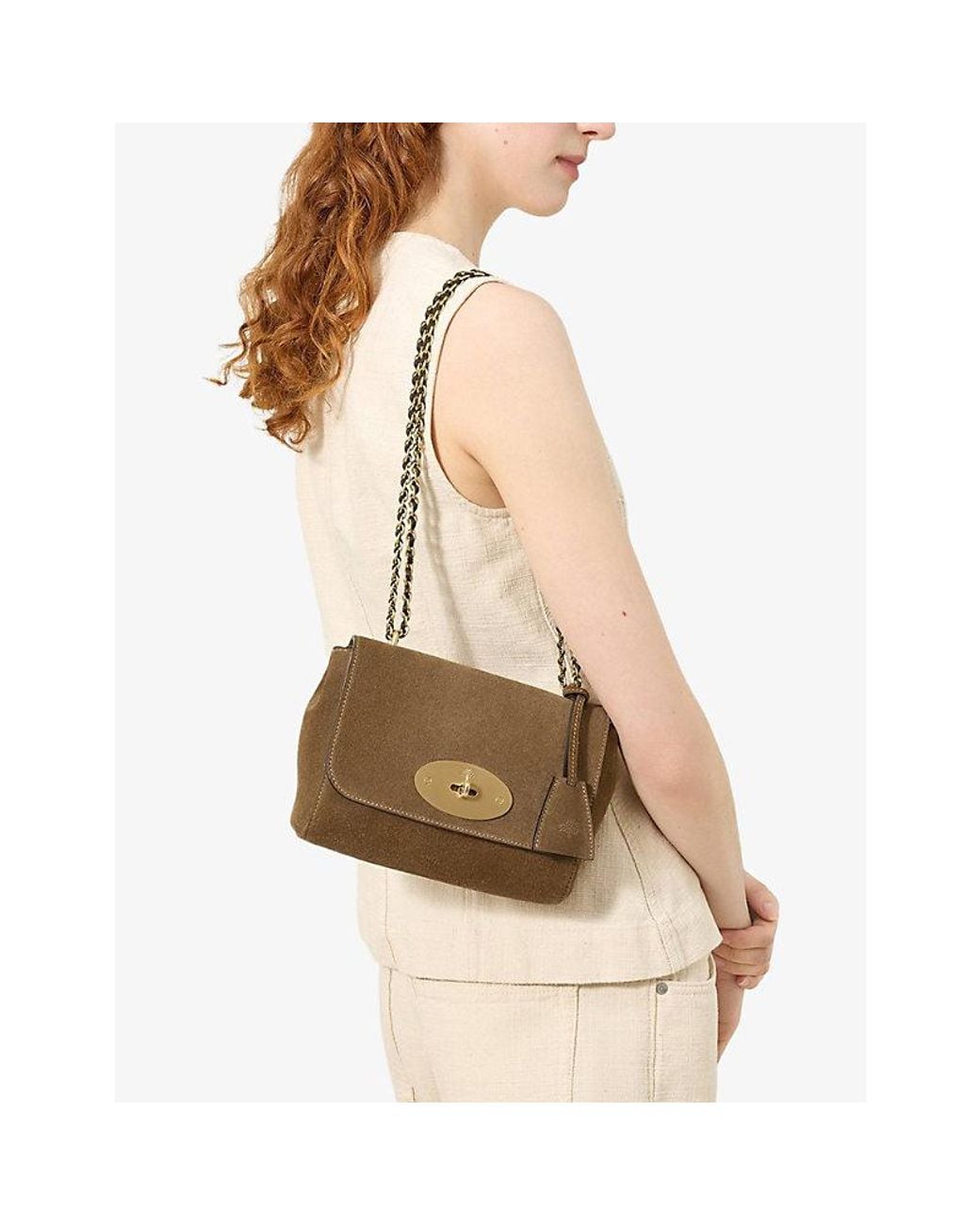 Mulberry Brown Lily Small Suede Shoulder Bag