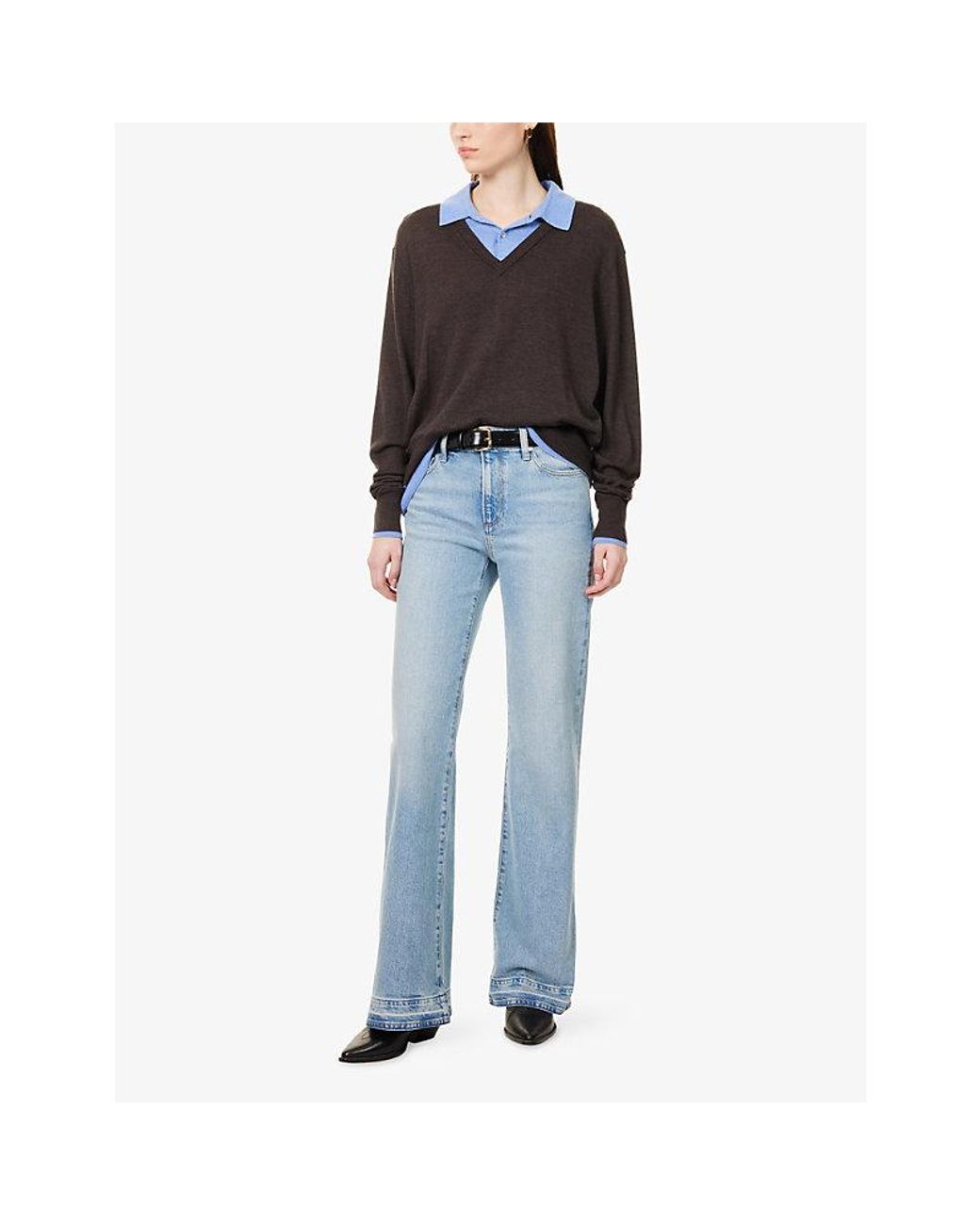 PAIGE Blue Sofia Flared-Leg Denim Jeans