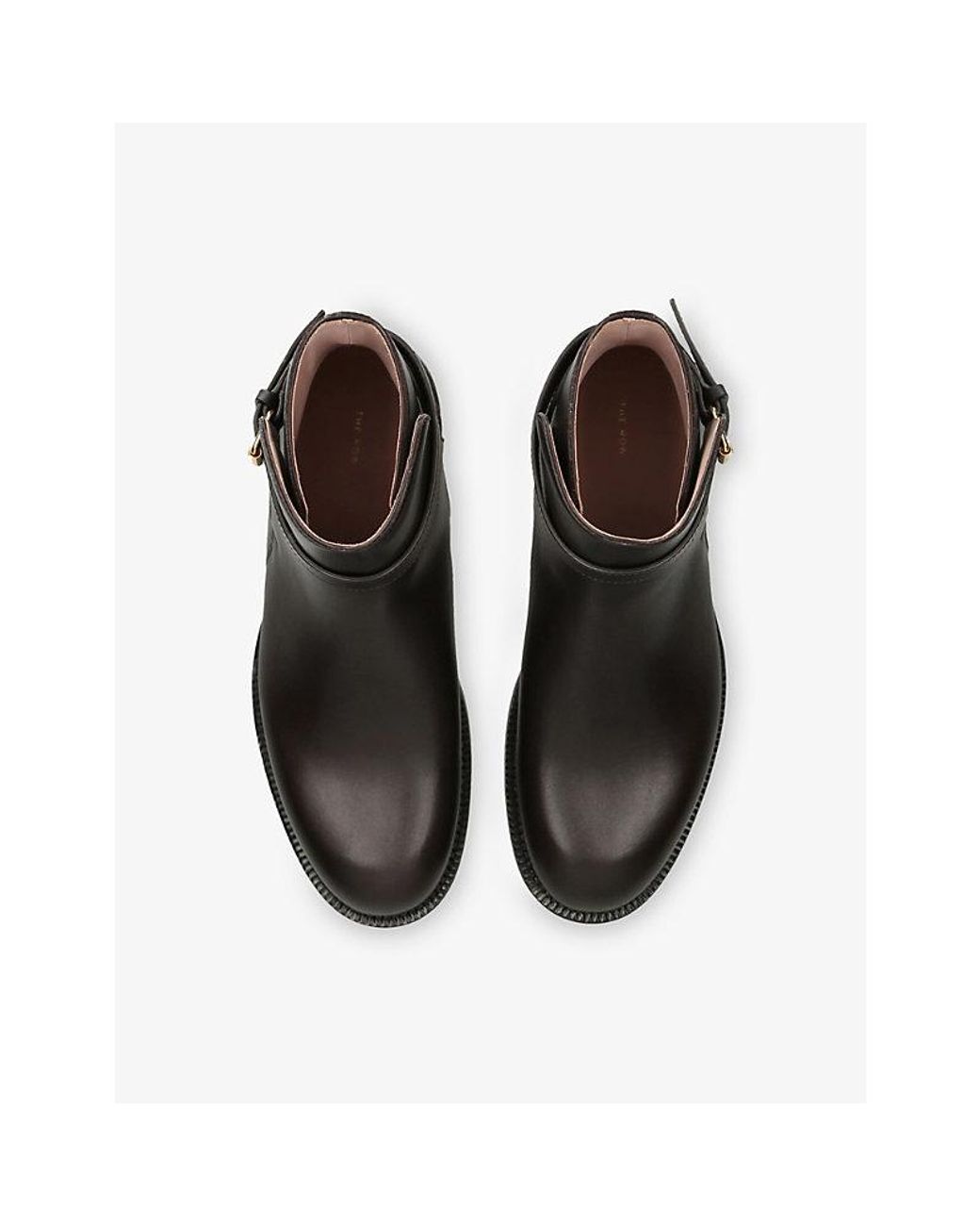 The Row Black Nobilis Buckle Leather Ankle Boots