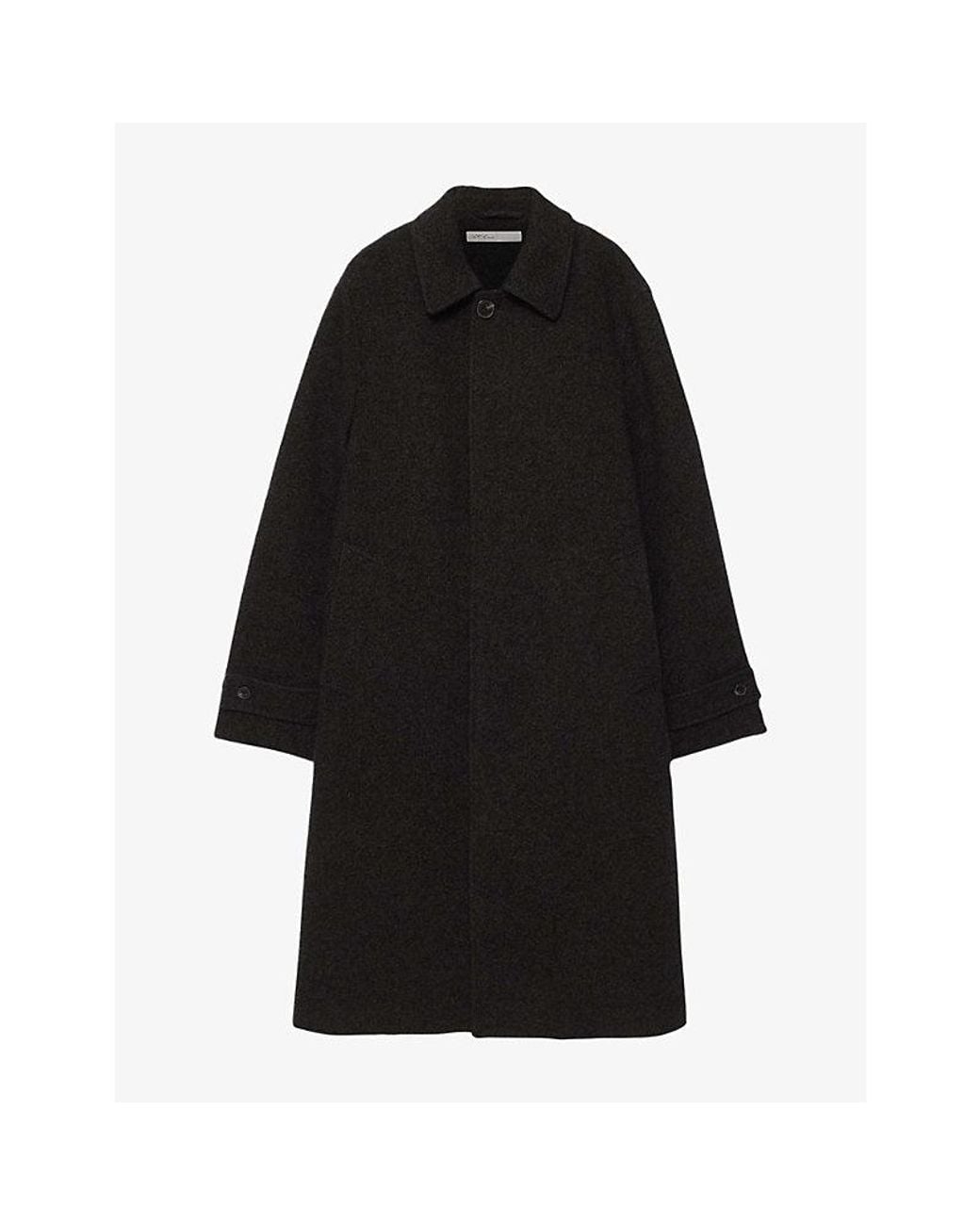 AllSaints Black Beacon Single-Breasted Wool-Blend Coat