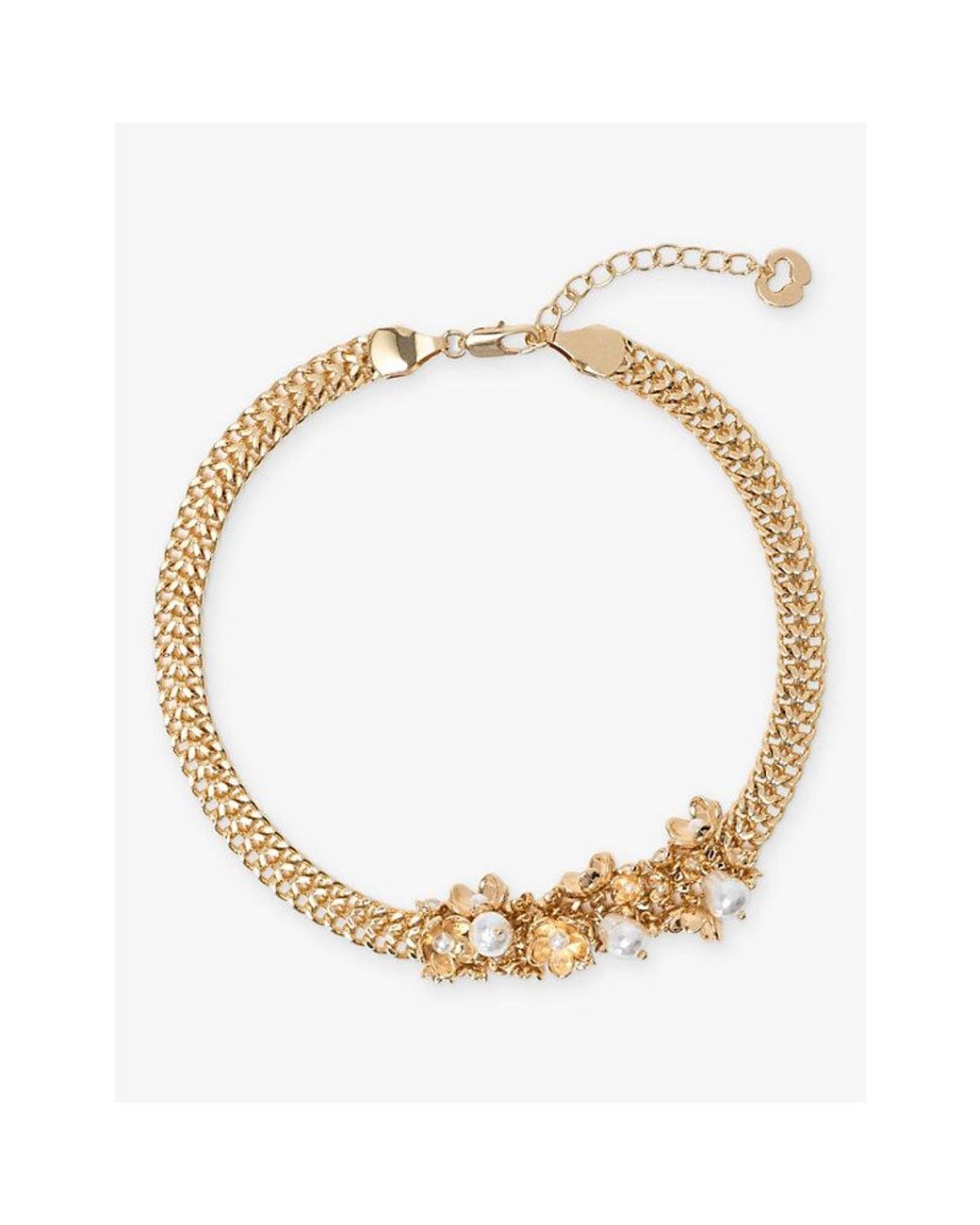 Maje Metallic Pearl-Embellished Wide-Chain Brass Necklace